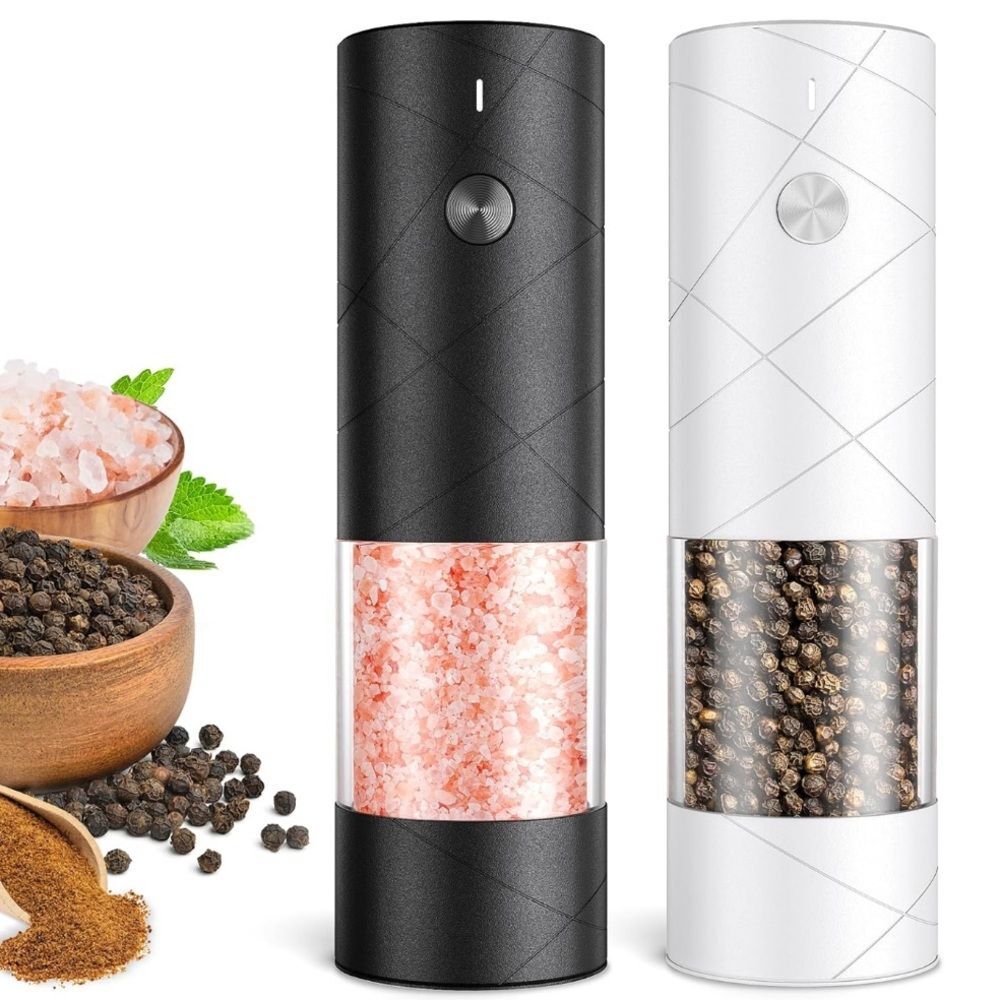 NIB Electric Salt and Pepper Grinder Set | Black + White